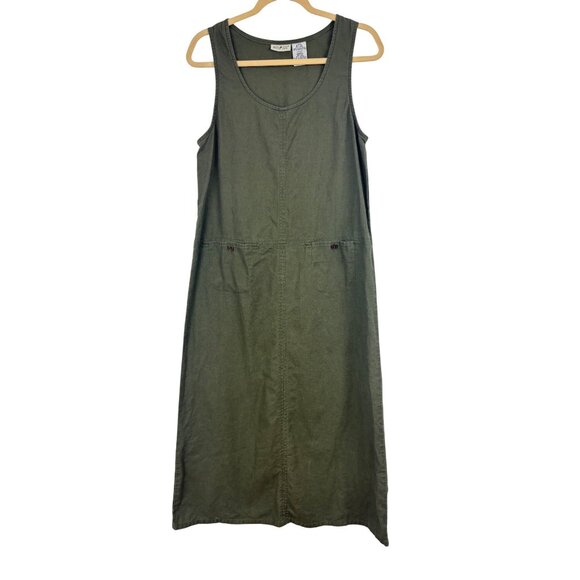White Stag Dresses & Skirts - White Stag S Olive Green Linen Cotton Sleeveless Maxi Dress Boho Cottagecore